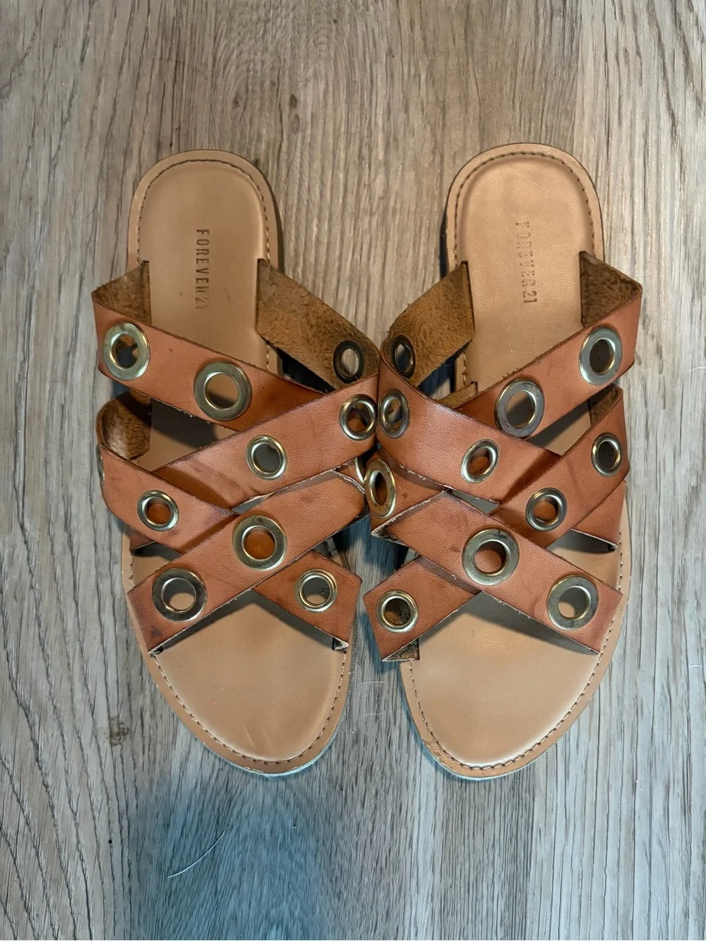 Edgy, Grommet-Detail Slide Sandals